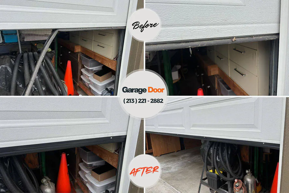 Before and after: garage door repair Abram, TX